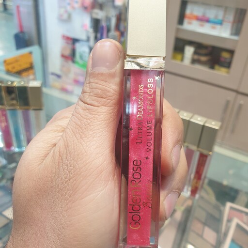 رژ لب مایع شاین دیاموند گلدن رز (شماره 104 ) Golden Rose Multicolour Diamonds lip gloss 