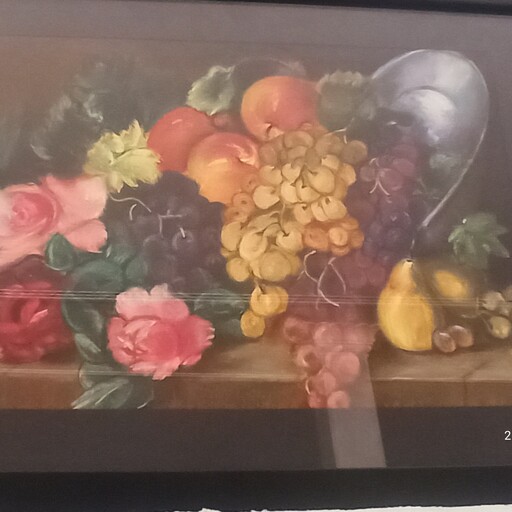 تابلو نقاشی پاستل  گچی گل و میوه  30 در 40