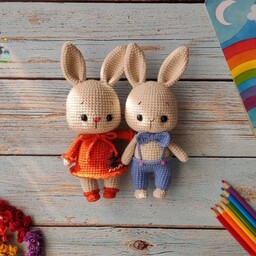 عروسک بافتنی خرگوش زوج خرگوشی قیمت برای یک عدد میباشد قشنگیجات روژان