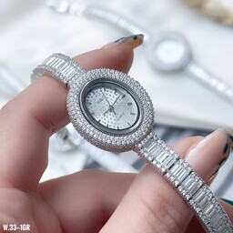 ساعت نقره زنانه عیار 925 با روکش طلا دور موتور بیضی خاص ترین مدل بازار