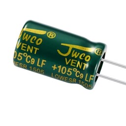 خازن الکترولیت  100 میکرو فاراد 50 ولت  برند جی دبلیوکو (Jwcoo) سبز 100 عددی 