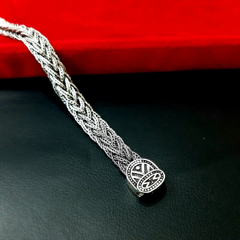 دستبند نقره مردانه با بافت فوق العاده زیبا عیار 925 ساخت تایلند