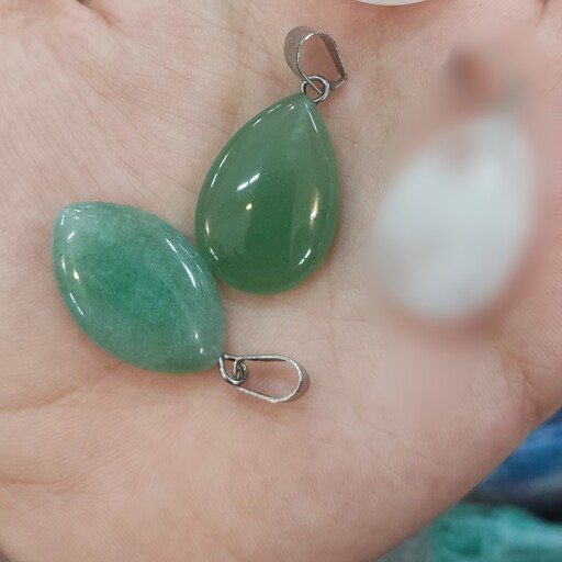 گردنبند سنگ آونتورین سبز  green aventurine ، پلاک یا گردن آویز  سنگ آونتورین کد 05