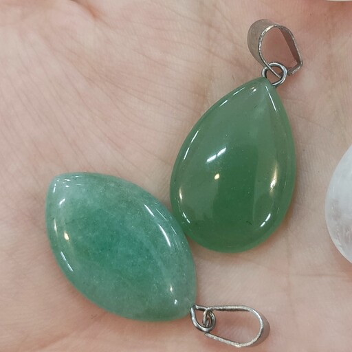 گردنبند سنگ آونتورین سبز  green aventurine ، پلاک یا گردن آویز  سنگ آونتورین کد 05