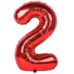 بادکنک فویلی عدد شماره 2 ( دو ) تولد رنگ قرمز 32 اینچ سایز  بزرگ