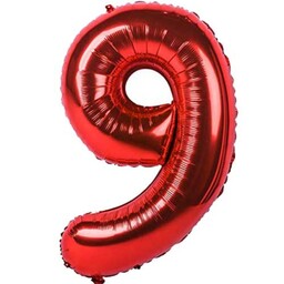 بادکنک فویلی عدد شماره  9 (نه ) تولد رنگ قرمز 32 اینچ سایز  بزرگ