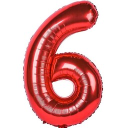 بادکنک فویلی عدد شماره 6 ( شش ) تولد رنگ قرمز 32 اینچ سایز  بزرگ