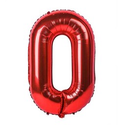 بادکنک فویلی عدد شماره 0 ( صفر ) تولد رنگ قرمز 32 اینچ سایز  بزرگ