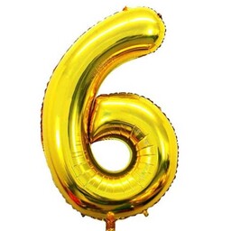 بادکنک فویلی عدد شماره 6 ( شش ) تولد رنگ طلایی  32 اینچ سایز  بزرگ