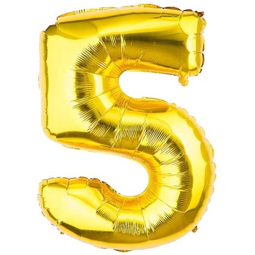 بادکنک فویلی عدد شماره 5 ( پنج ) تولد رنگ طلایی  32 اینچ سایز  بزرگ