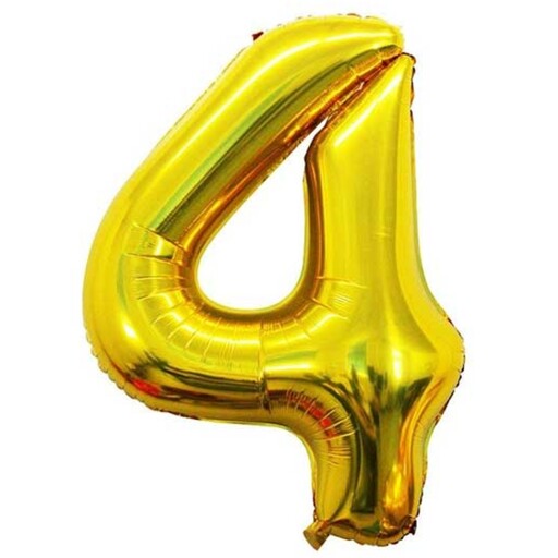 بادکنک فویلی عدد شماره 4 ( چهار ) تولد رنگ طلایی  32 اینچ سایز  بزرگ