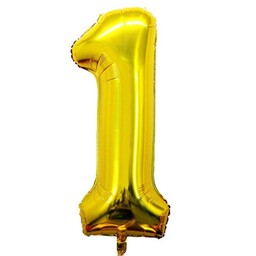بادکنک فویلی عدد شماره 1 ( یک ) تولد رنگ طلایی  32 اینچ سایز  بزرگ
