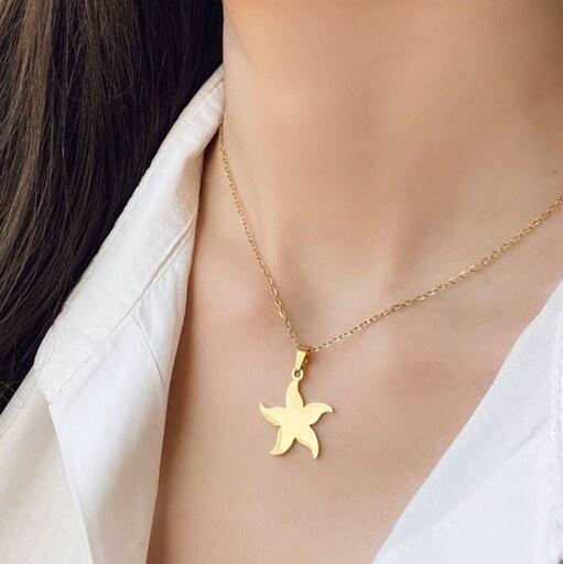 نیم ست طرح ستاره دریایی گردنبند طرح ستاره دریایی طلایی رنگ برند Stainless steel