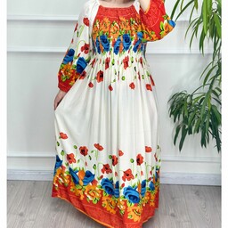 پیراهن ساحلی کریشه هندی مدل شمسی، لباس زنانه ماکسی راحتی (مناسب سایز 40  تا  54)