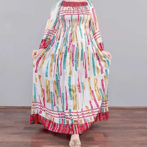 پیراهن ساحلی کریشه هندی مدل اطلس، لباس زنانه ماکسی راحتی (مناسب سایز 40  تا  54)