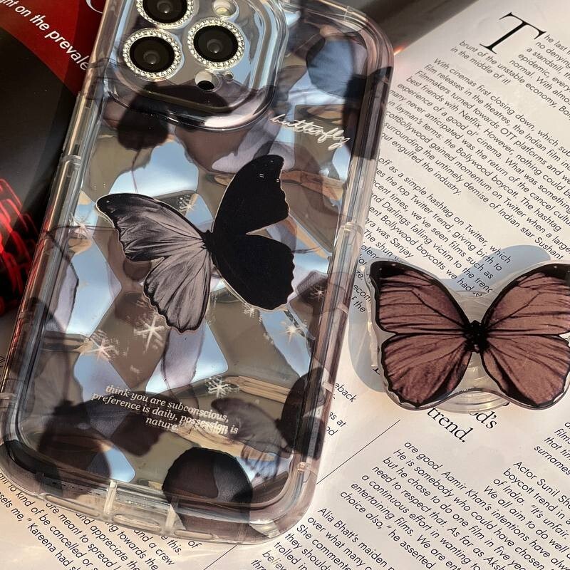 قاب Black Butterfly پروانه مشکی همراه با پاپ سوکت 
    
