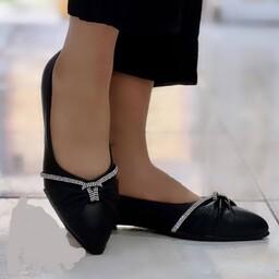 کفش کالج دخترانه زنانه نگینی مجلسی عیدانه مدل پاپیون 31  
