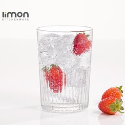 لیوان شیشه ای شیار دار ظرفیت 350 سی سی بسته 6 عددی لیمون (limon)