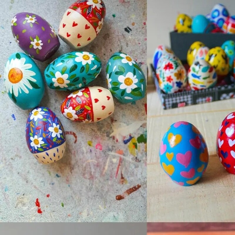 تخم مرغ رنگی سفالی مخصوص عید نوروز ساده و برجسته