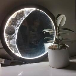 تابلو ماه آینه ای قطر 50 برجسته شده با پودر کناف و تکسچر