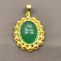 گردنبند زنانه نقره عیار 925 دستساز با سنگ عقیق سبز