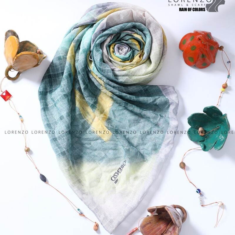 روسری نخ ابریشم دور دست دوز  سه رنگ مطابق تصویر 