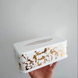 جعبه دستمال کاغذی رزمن مدل ورساچی موجود در رنگ مشکی طلایی 