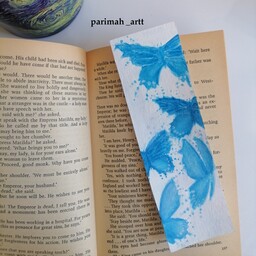 بوکمارک پروانه ای، پروانه آبی، کتاب، بوکمارک، نقاشی، پروانه، هنر، هنرمند، کارهنری