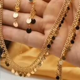 سرویس بدلیجات سرویس زنانه جدید دستبند گوشواره گردنبند رنگ ثابت طرح و رنگ دقیقا طلا