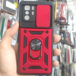 قاب گوشی شیائومی Poco X3 GT ضد ضربه بتمنی قرمز دارای محافظ لنز دوربین کشویی 