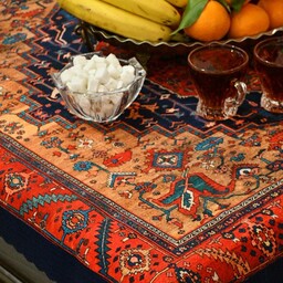 سفره رومیزی آستردار (پشمکی) طرح پتینه سورمه ای یک متر در یک متر هُنر اصفهان قابل شستشو