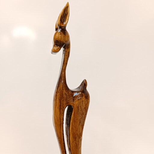 مجسمه غزال چوبی دستساز دکوری قهوه ای چهار پا کد 06
