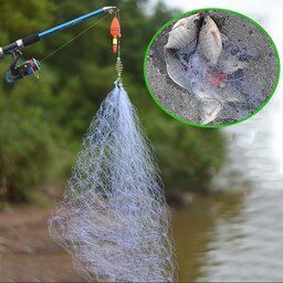 تور ماهیگیری چشمی 3 cm و عرض 3 متر مناسب برای ساردین چوب چرخ تور موشکی ماهیگیری