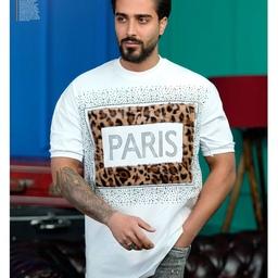 تیشرت مردانه استین کش طرح دار در دورنگ مشکی و سفید برند پاریس ترک باتضمین صددرصد نگین کاری 