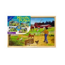 بازی فکری باکس پازل چوبی 4 در 1 حیوانات مزرعه