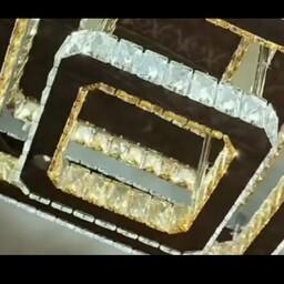 لوستر سقفی کریستالی مربع  استیل طلایی سایز 30  بدون ریموت (پس کرایه)