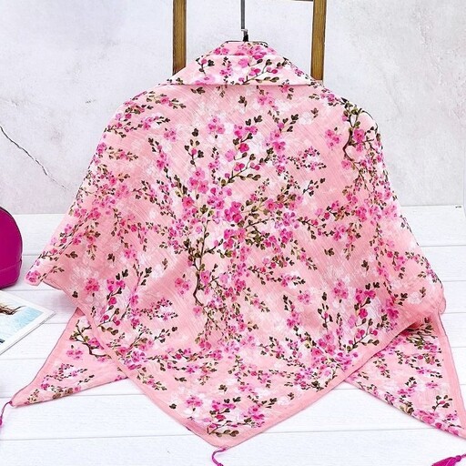 روسری سوپر نخ طرح شکوفه گیلاس ( کد 149)