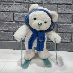 خرس عروسکی اسکی باز رنگ آبی وارداتی خارجی اورجینال پولیشی ارسال رایگان  