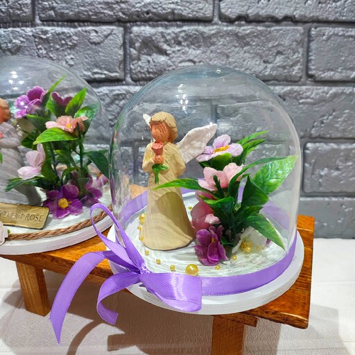 باکس گل شیشه ای با مجسمه فرشته ارسال رایگان 