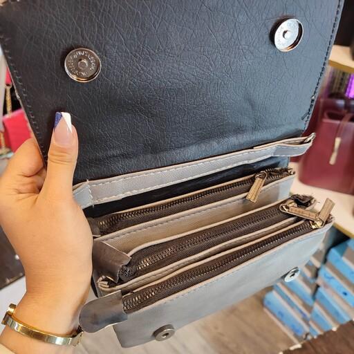 کیف دوشی زنانه مدل پرادا 3 زیپ تک رنگ  ارسال رایگان