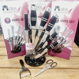سرویس کارد و ساطور 9 پارچه آیریس ا 9 Iris fabric knife and cleaver service
