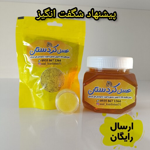 پک اقتصادی( 10گرم ژل رویال.100گرم گرده گل و 500گرم عسل آویشن)