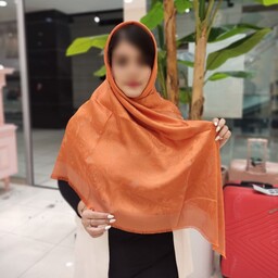 روسری عیدانه طرح گل رز نخ ابریشم ژاکارد دورو لمه دار وارداتی رنگ نارنجی(ارسال رایگان)