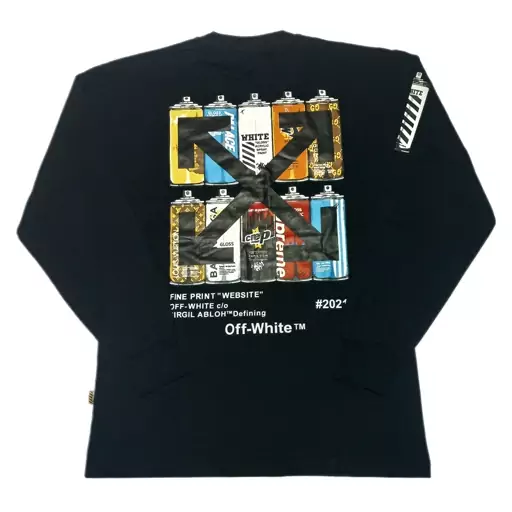 تیشرت آستین بلند مردانه مشکی آف وایت.off white