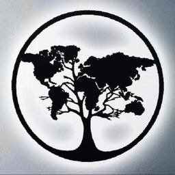 تابلو دیوارکوب دکوری درخت جهان نصب آسان جنس ABS رنگ مشکی