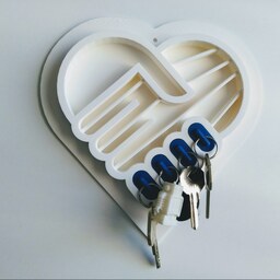 جا کلیدی دیواری طرح قلب سفید مشکی جنس abs نصب آسان 