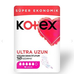 نوار بهداشتی کوتکس kotex مدل Ultra طرح بلند با رویه ی کتان (18عددی)