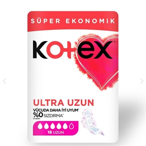 نوار بهداشتی کوتکس kotex مدل Ultra طرح بلند با رویه ی کتان (18عددی)