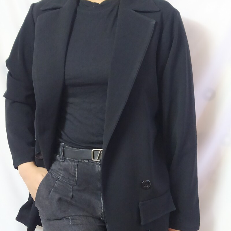 کت تک زنانه مشکی جنس سیلور ژاپنی (اوور)