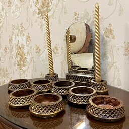 ست ظروف هفت سین سنگ مصنوعی با آینه و شمعدان ست 
